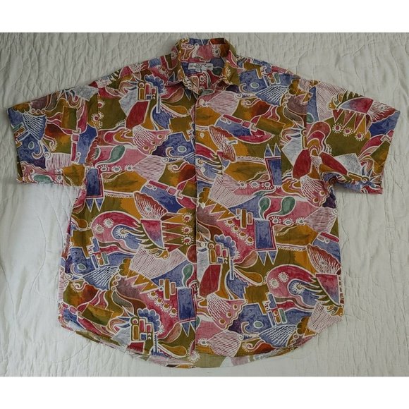 Vintage 1980's Shirt GUESS GEORGES MARCIANO Geometric Mens sz L Made USA 80's - Picture 14 of 16